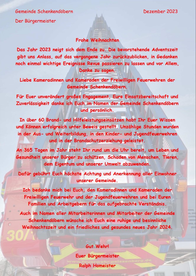 Weihnachtsgruß FFW